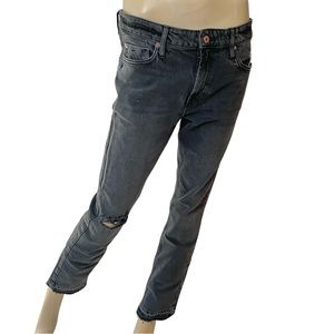 Free People- distressed washed black straight leg boyfriend jeans - 28
